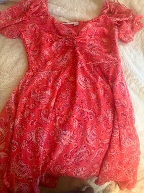 Sincerely Jules Coral Paisley Tie-Front Mini Dress